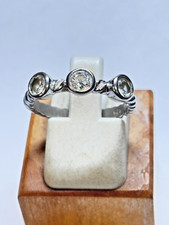 Sterling Silver Three Stone Band Ring 2.8g Sz. 7