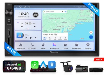 DAB+ 2 DIN 6+64 Android Autoradio 7'' QLED DSP Wireless CarPlay Android Auto Navi