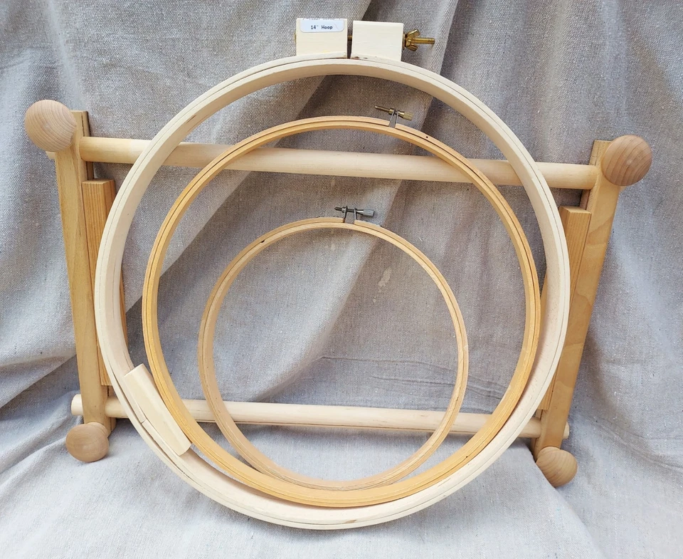 Embroidery Scroling Frame Hoop Lot Cross Stitch Wood - Image 2 of 4