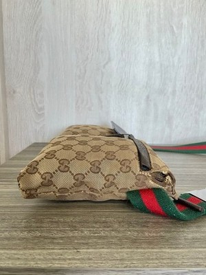 GUCCI GG Canvas Sherry Line Waist Pouch Shoulder Bum Bag Belt Bag