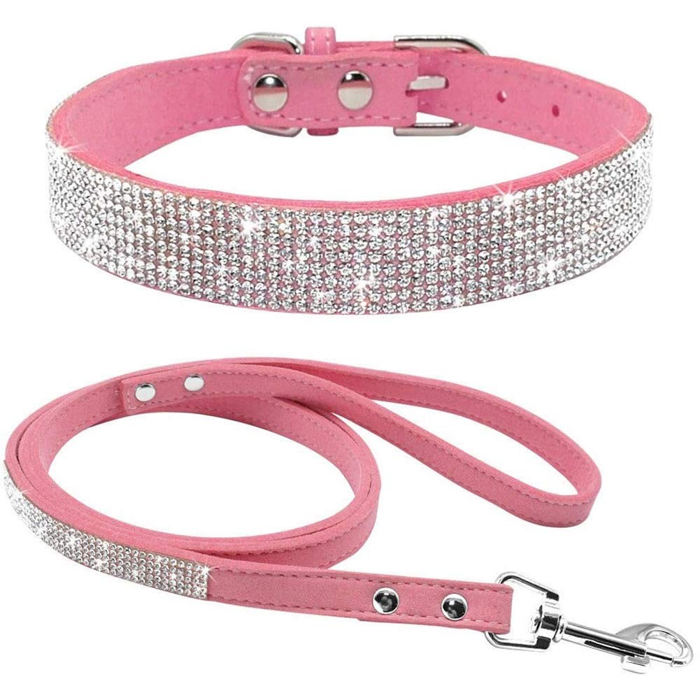 Collier de chien strass anti-irritation ensemble laisse en cristal de diamant pour caniche M