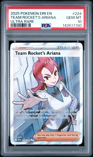 2025 POKEMON DRI EN-DESTINED RIVALS ULTRA RARE #224 TEAM ROCKET'S ARIANA PSA 10