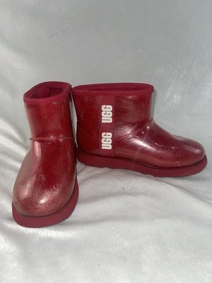 Ugg Classic Clear Mini Red Waterproof Rain Snow Boots - US 4