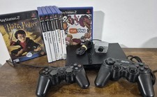 PS2 Slim Console Bundle + 7 Games, 2 Controllers, Eye Toy Camera Cables - Tested