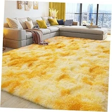 Soft Plush Shag Rug 5x7, Ultra Fluffy Rug for Living 5x7 Feet Tie-dyed Yellow