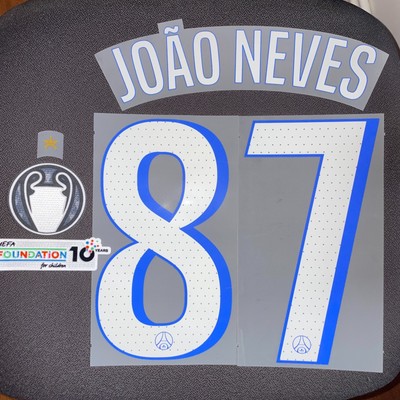 Flocage Officiel PSG Ligue 1 Home 2024/25 N°87 - Joao Neves Blanc Rouge