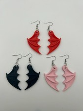 Bat Wing Dangle Earrings - Goth Devil Vampire Jewelry - Halloween Accessory