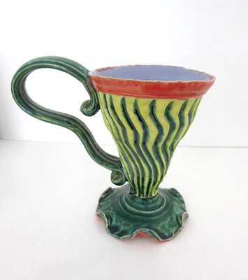 Handmade  Studio Art Pottery Whimsical Decorative Mug Cup