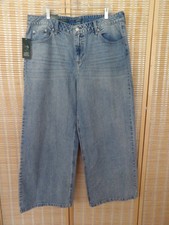 NWT Women's Wild Fable Size 17 Low-Rise Baggy Wide Leg Blue Denim Jeans