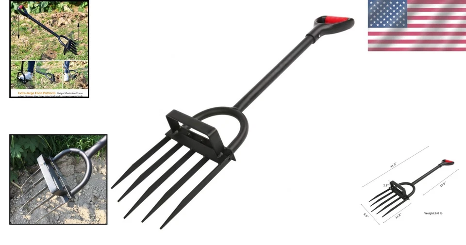 Ergonomic 5-Tine Pitch Fork with Welded Steel Blade - Gardening Essential - Image 2 of 4