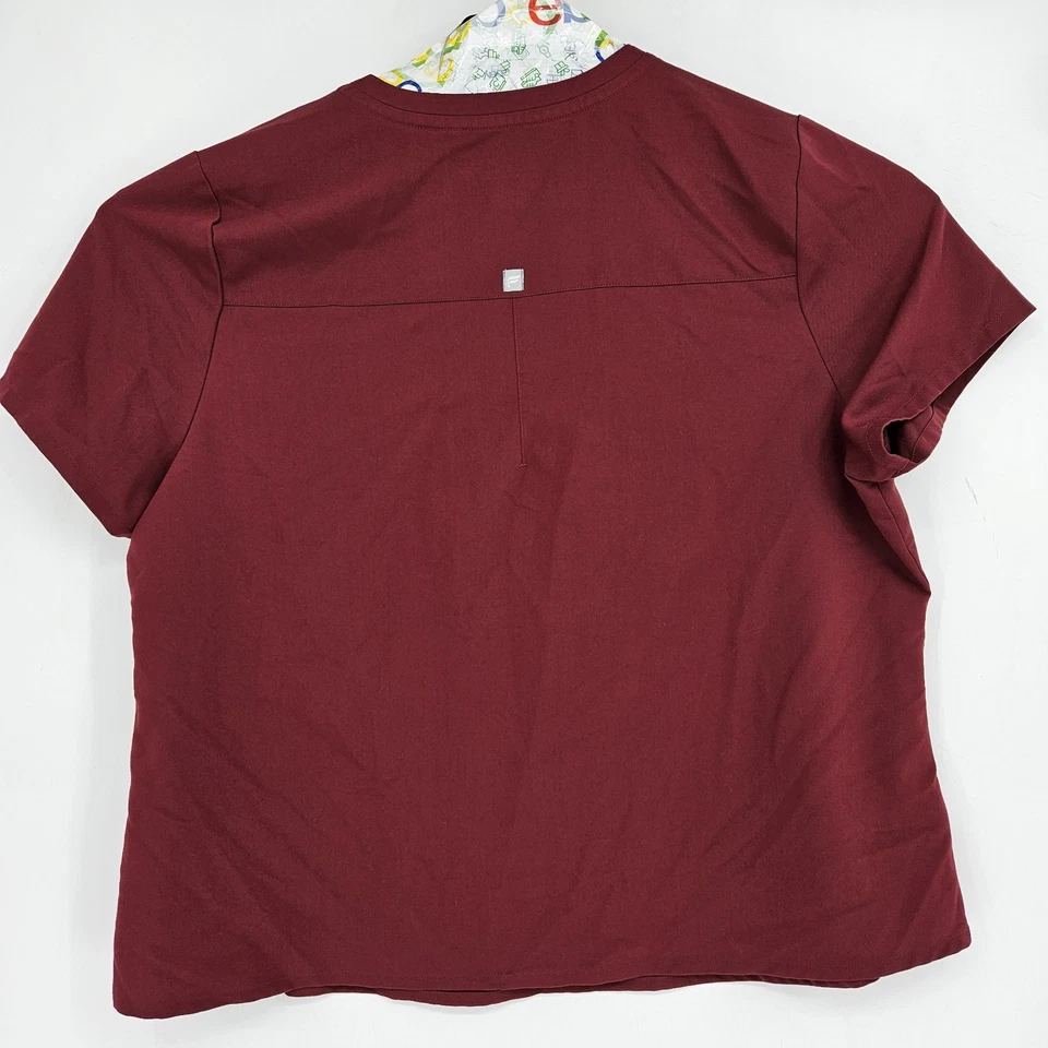 Fabletics Scrub Top Womens 3X Vital 1 Pocket Uniforms Healthcare Nurses Maroon  - Image 4 of 4