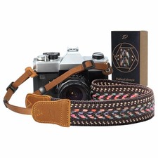Padwa Lifestyle Speed Gray Camera Strap - 1.5" Soft Cotton Rope Weave Crazy H...