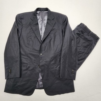 Bespoke 44R 36x32 Gray Super 180's & Cashmere Full Canvas Surgeon's Cuffs Suit