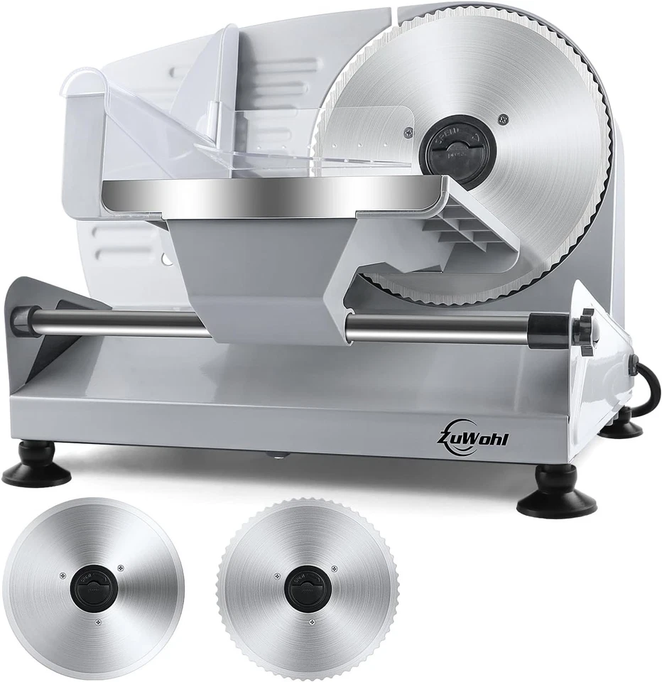 Elektrischer Allesschneider Edelstahl 200W mit 2 Klingen für Brot Fleisch Käse - Bild 3 von 4