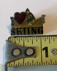VINTAGE ORIGINAL I LOVE SKIING ENAMEL HAT JACKET LAPEL PIN FREE SHIPPING — photo 3