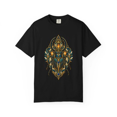 Built Around the Flame Sacred Insect T-Shirt Black Front Print