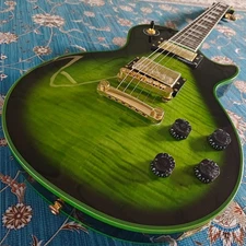 LP custom Electric Guitar Solid Mahogany body & neck green color  Ship From USA