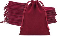Red Velvet Jewelry Pouches, 20PCS Small Velvet Gift Bags with Drawstring, Wine R