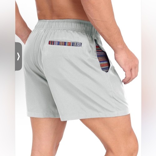 Wowie Nomad Casual Stretch Grey Shorts (Hybrid) 5" inseam Men's Sz S Aztec