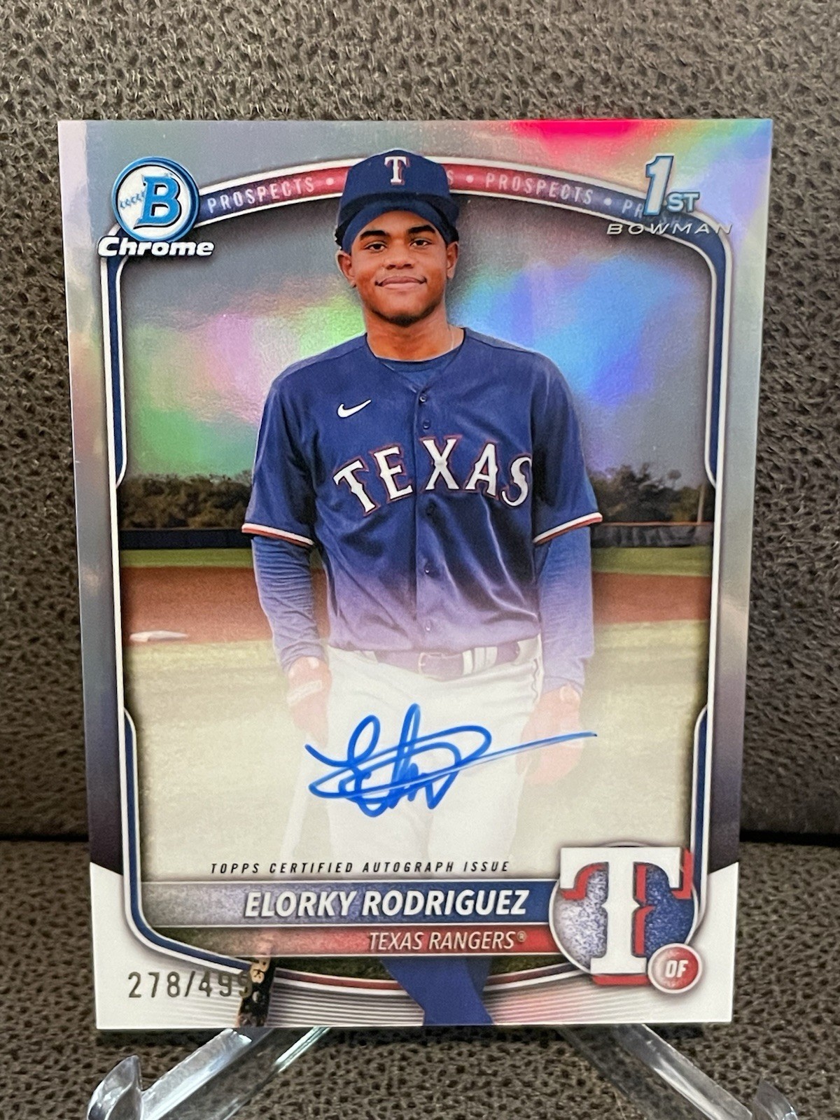 🔥Elorky Rodriguez 2025 Bowman Chrome 1st Refractor Auto #d /499 #CPA-ER Rangers