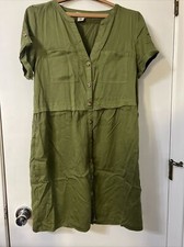 Nicole Miller Medium Army Green Dress Vneck Full Button With Pockets