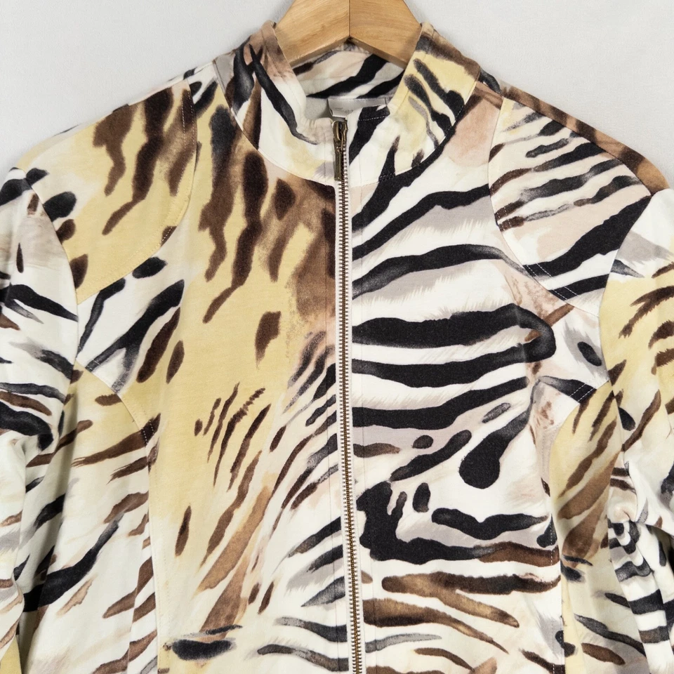 Толстовка Chico's Zenergy Top размер 1 США средний размер 8 анималистический принт на молнии французская махровая - Изображение 2 из 4