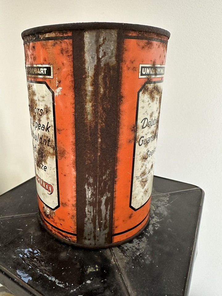 Vintage 1930s Oilzum Motor Oil Can Full One Quart The White & Bagley Co ...