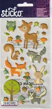 NEW! Sticko WOODLAND ANIMALS theme puffy 3-D stickers 82960 Fast FREE ship!
