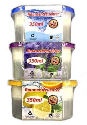 3er Set Raumentfeuchter mit Duft Granulat | Luftentfeuchter Lufttrockner Box Deo