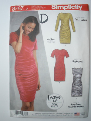 Simplicity Pattern 8787 Learn to Sew Knits Pullover Dress Sz 6-18 Uncut