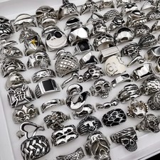 20pcs Stainless Steel Skull Rings Mens Women ...