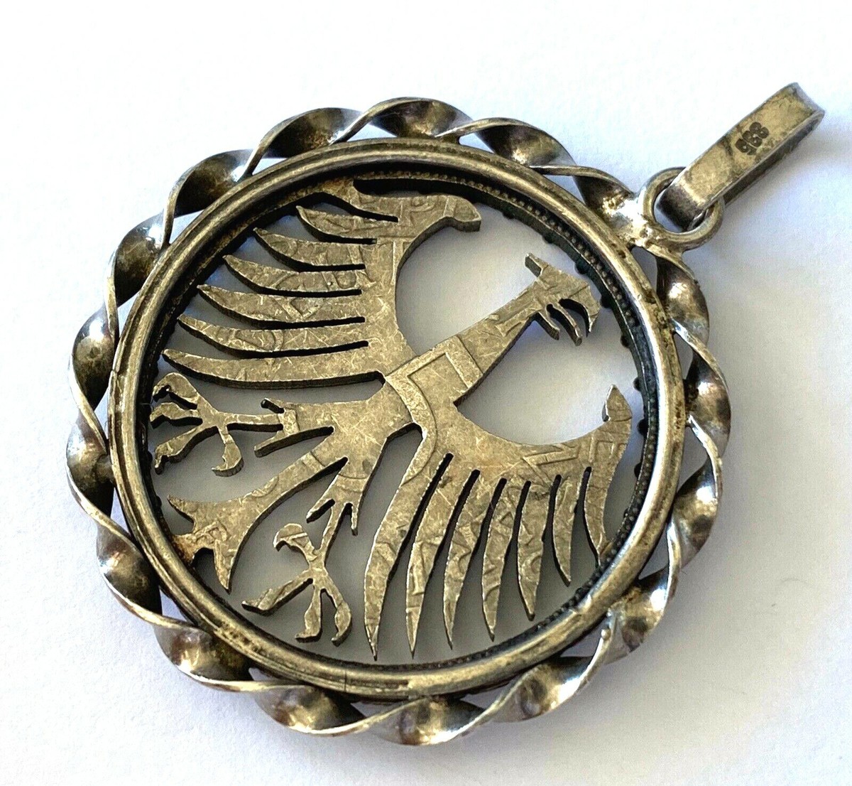 Vintage 835 Silver Eagle Men's Pendant Patina | eBay