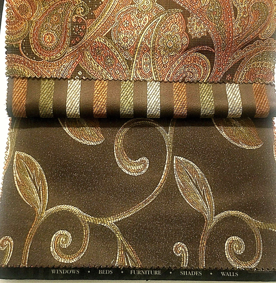 Kasmir Fabrics Designer Paisley Striped Floral Sample Book Red Black Beige Gold - Image 3 of 4