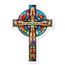 Christian Cross Vinyl Sticker, Water Resistant, Laptop, Water Bottle, Scrapbook