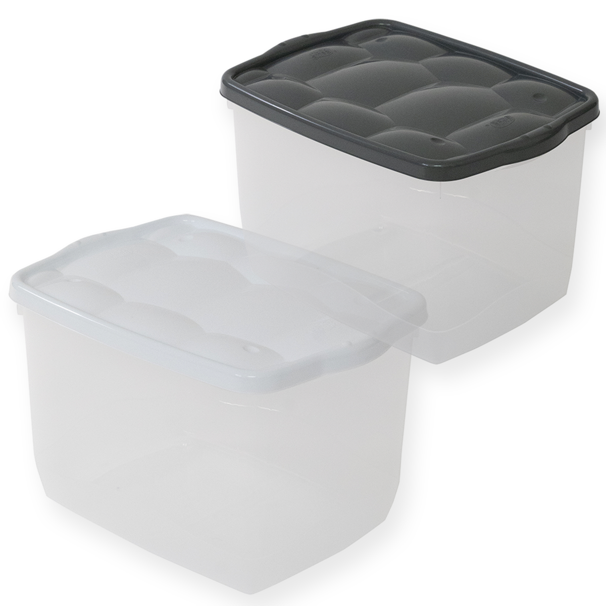 Set di 4 scatole portaoggetti trasparenti 58x39x26cm 40L Set di 4 scatole portaoggetti trasparenti 58x39x26cm 40L
