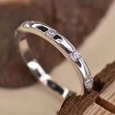 1Ct Round Cut VVS1 Moissanite Eternity Wedding Band Ring 14K White Gold Plated
