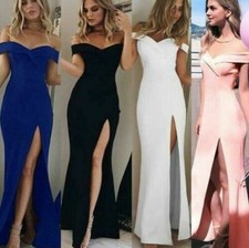 Elegant Women's Split Long Evening Cocktail Dress Party Ball Gown Formal Wedding