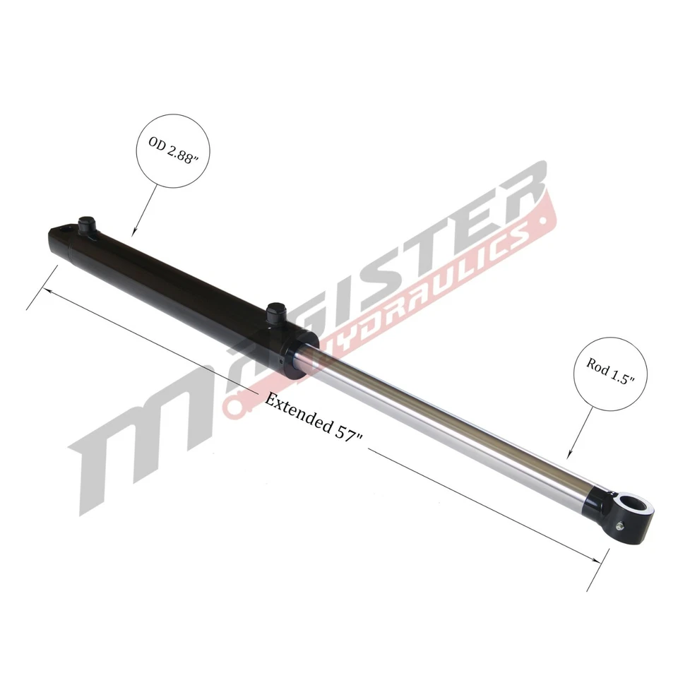 Hydraulic Cylinder Welded Double Acting 2.5" Bore 24" Stroke Tang WTG 2.5x24 NEW - Image 4 of 4