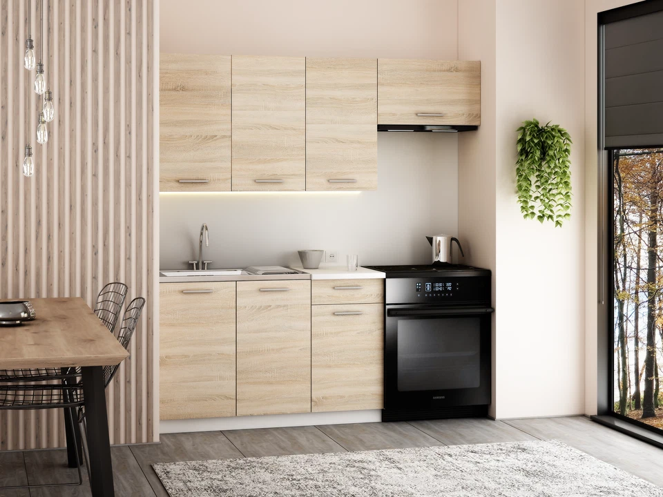 Küchenzeile Beige Komplett Küchenblock Einbauküche Schrank Set verstellbare Füße - Bild 3 von 4