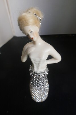 Antique Porcelain German  Half Doll Glitter Bottle Arm Away & Back