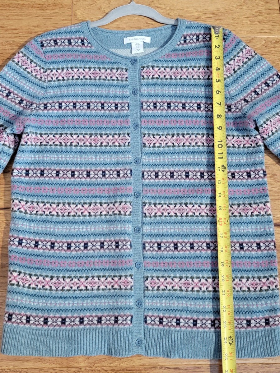 Tabitha Webb Cardigan Sweater Women's Large Wool Blend Fair Isle