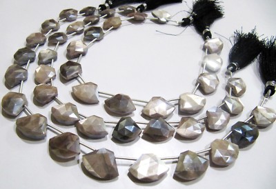 SALE Gray Moonstone AB Mystic Coated Hexagon Shape 14mm Beads Strand 10 Inches 