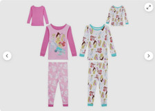 Disney Girls Long Sleeve Pajamas 4pc Set Pink Multi 7 NWT