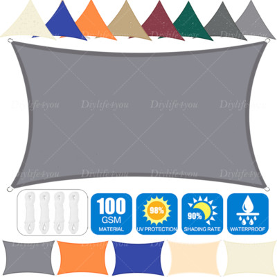Waterproof Shade Sail Patio Awning Outdoor Garden Pool Sun Canopy Shelter Cover