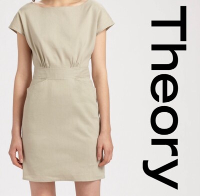 Theory Anderson Stretch linen dress preppy career size 4 | eBay