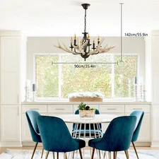 Rustic Pendant 6-Lights Deer Horn Antler Chandelier Light Ceiling Lamp Fixture