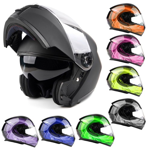 DOT Flip up Adult Modular Helmet Motorcycle Integrated Sun Visor Men Women  - Afbeelding 1 van 65