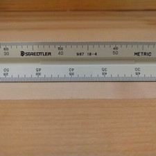 Staedtler 987 18-4 Triangle Architect Drawing Scale 12 in Ruler Red Blue White