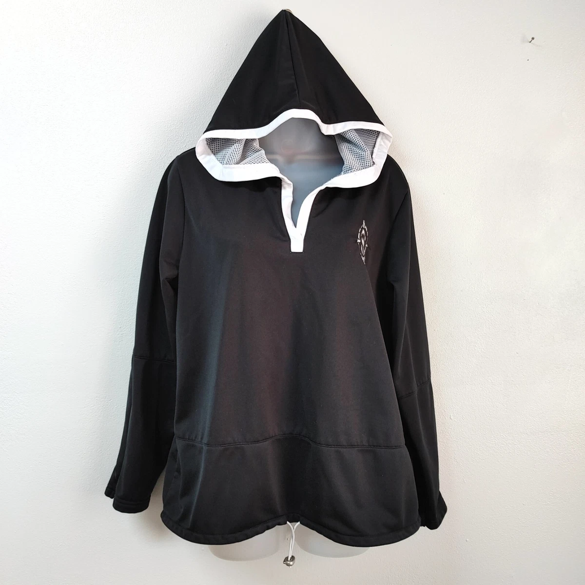 Vintage Gloria Vanderbilt Women's Medium Pullover Hooded Track Jacket Black  | eBay