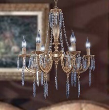 LAMPADARIO OTTONE DI FUSIONE 6 LUCI STILE CLASSICO CRISTALLO DESIGN SWAROVSKY